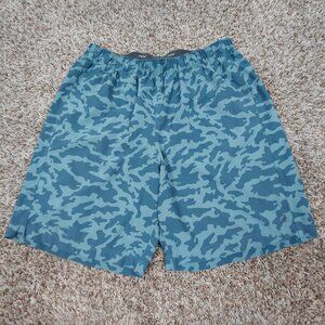 Free Fly Shorts Mens Large Blue Camo Elastic Waist 7.5" Inseam Performance